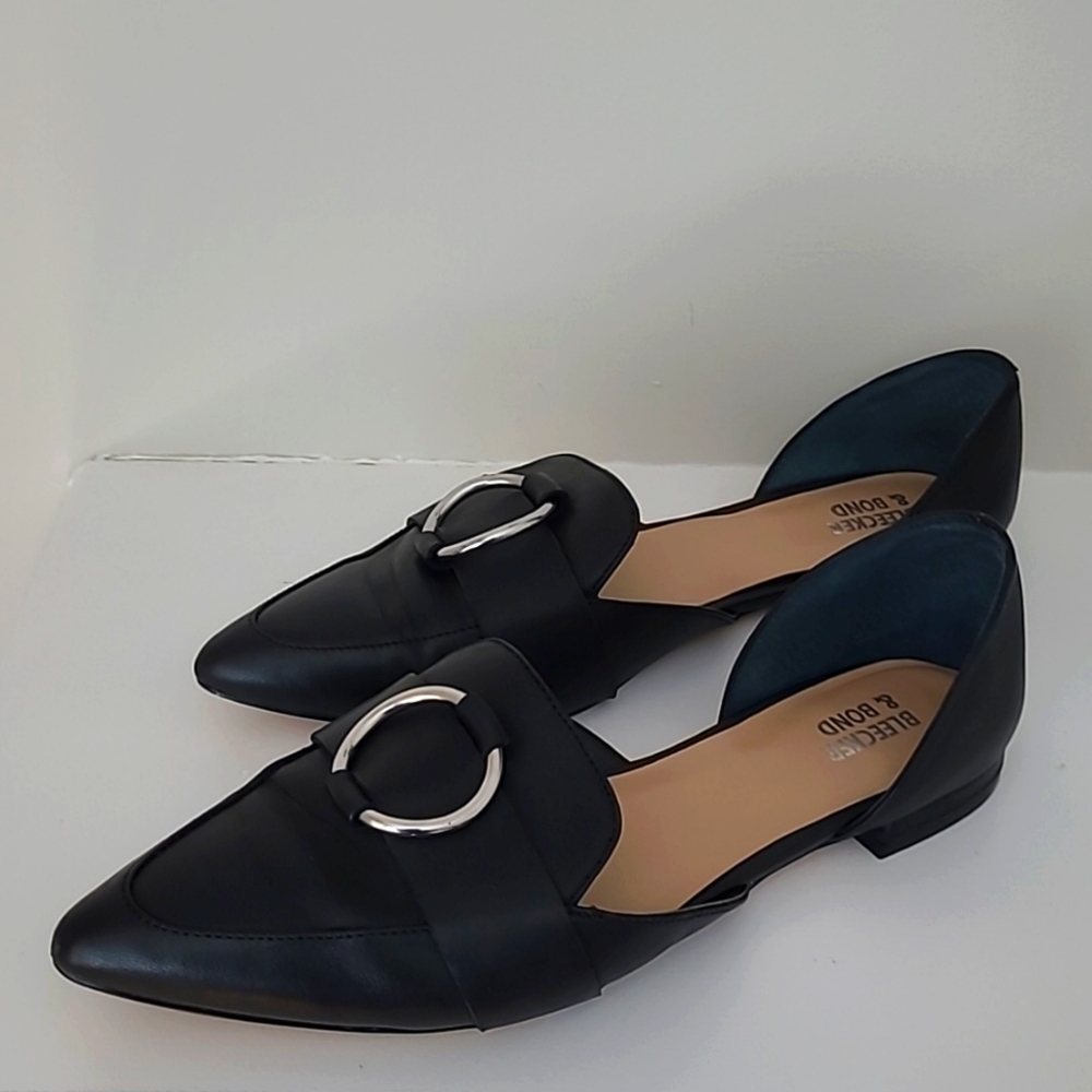 Bleecker & Bond 'Gloria' Pointed Toe Leather Flats - Black, Size 8.5W